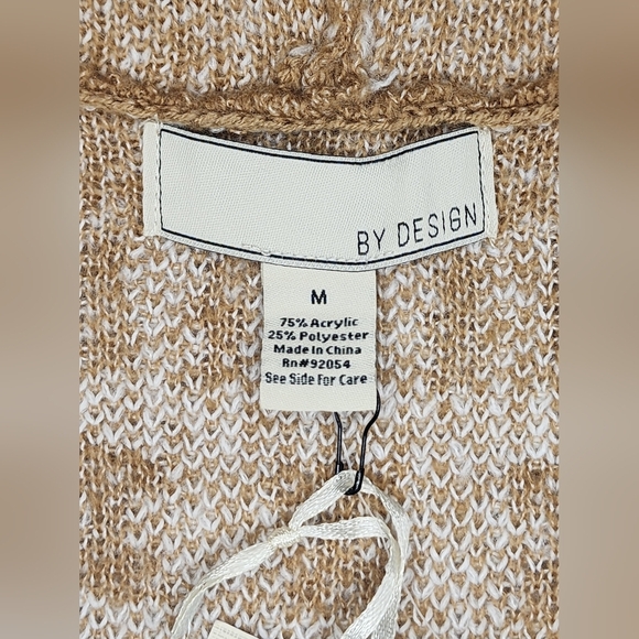 LOVE BY DESIGN Tribal print open sweater, Hooded, black/white/camel, size M - Picture 5 of 6